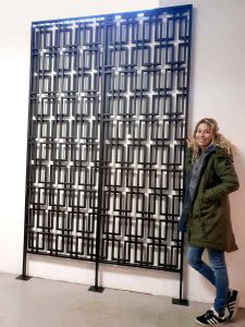 Brutalist metal room divider paravan wall unit scheidingswand wandsculptuur