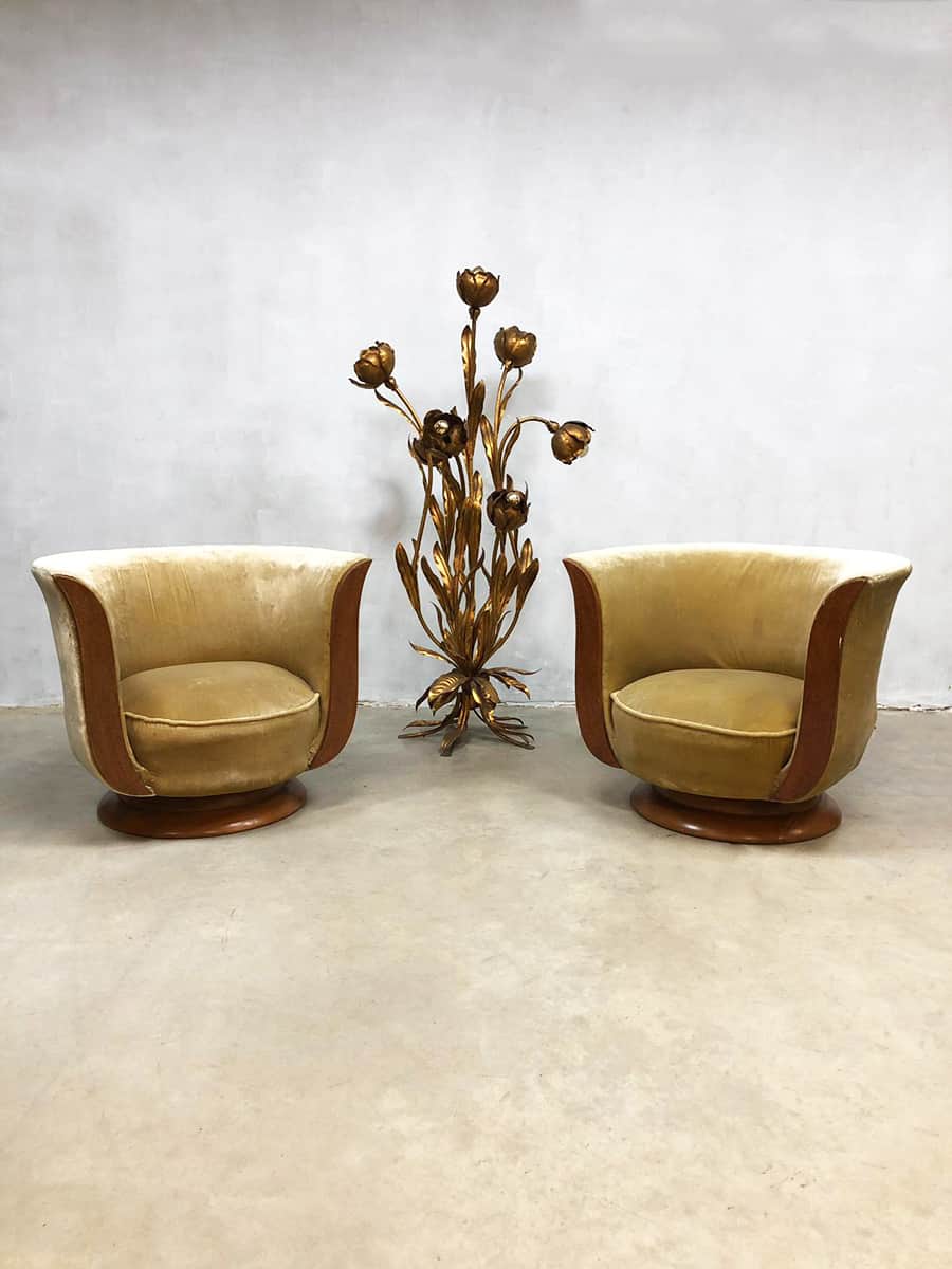 Klem Voorwaarde Niet essentieel Art deco Tulip lounge chairs tulp stoel hotel 'Le Malandre' model Depose