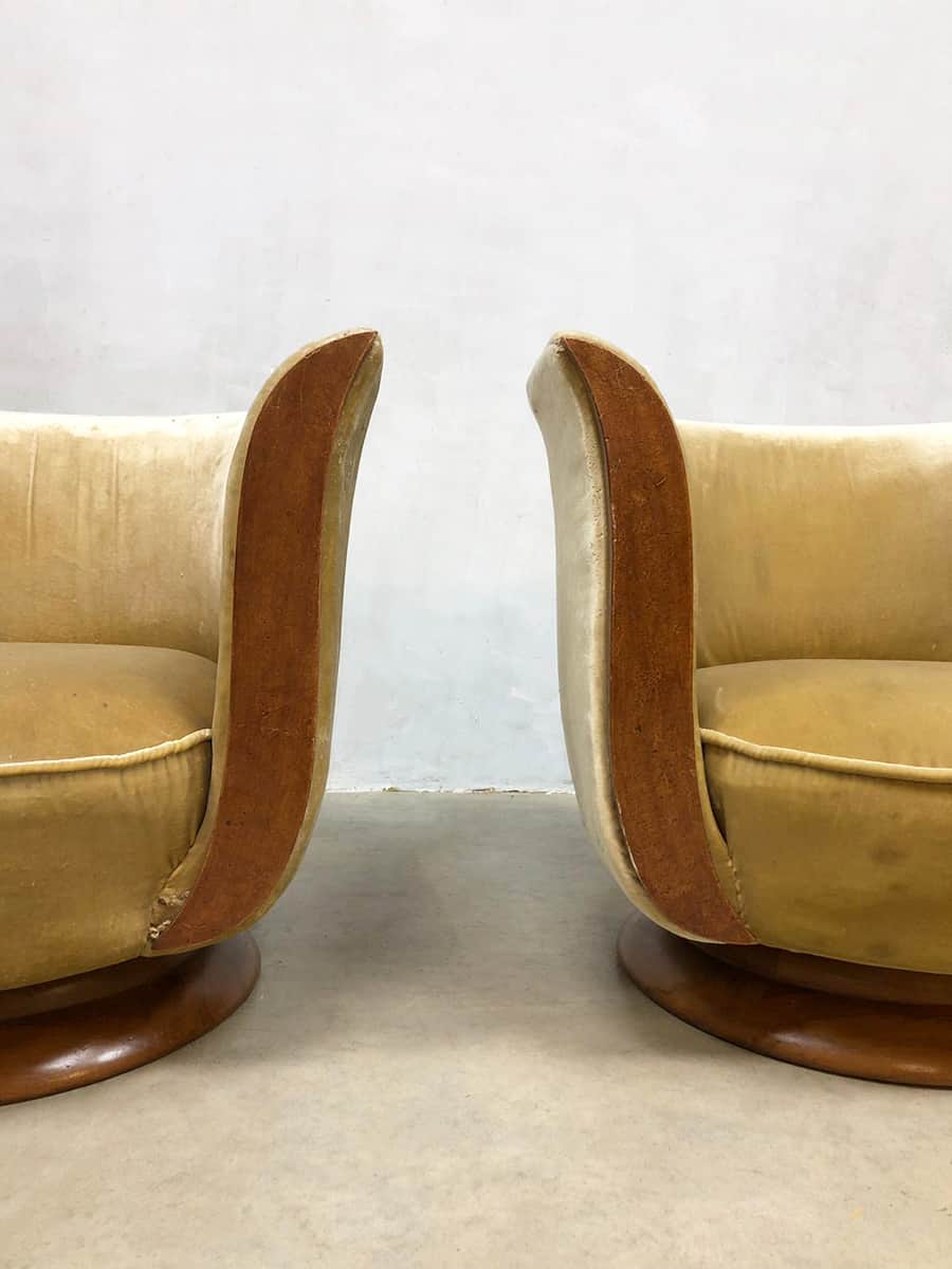 Art deco Tulip lounge chairs tulp stoel hotel ‘Le Malandre’ model Depose