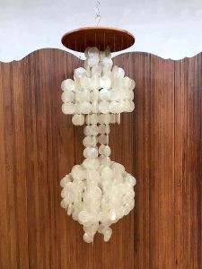 Vintage capiz shell chandelier pendant hanglamp Verner Panton style