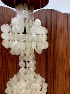 Vintage capiz shell chandelier pendant Verner Panton style hanglamp 2