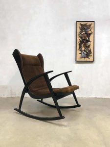 Vintage Danish design wingback rocking chair schommelstoel