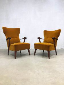 vintage design armchair lounge fauteuil oorfauteuil wingback chair art deco stijl