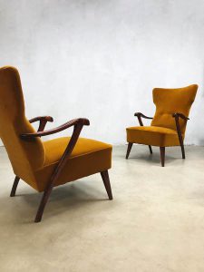 mid century modern lounge fauteuils armchairs luxury velvet