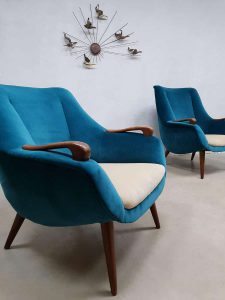 Vintage Deense lounge fauteuils Scandinavisch luxe velvet stoelen velours armchairs