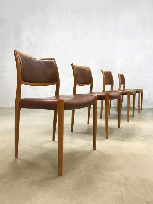 Vintage Danish dining chairs Niels O. Møller eetkamerstoelen No.80