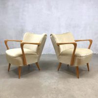 vintage club chairs armchairs lounge fauteuil ecru velours