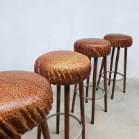 Barstools stools crocodile leather seating barkrukken krukken leren krokodillen vintage retro design