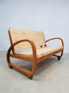 Art deco vintage sofa midcentury modern seating bank halabala style