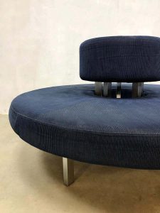 retro circle blue sofa seating element Corderoy fabric
