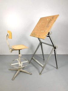 Vintage Dutch drawing tables industrial design tekentafel