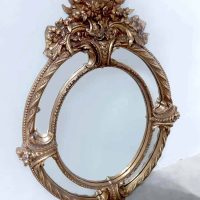 Antique French giltwood mirror Baroque kuif spiegel XL