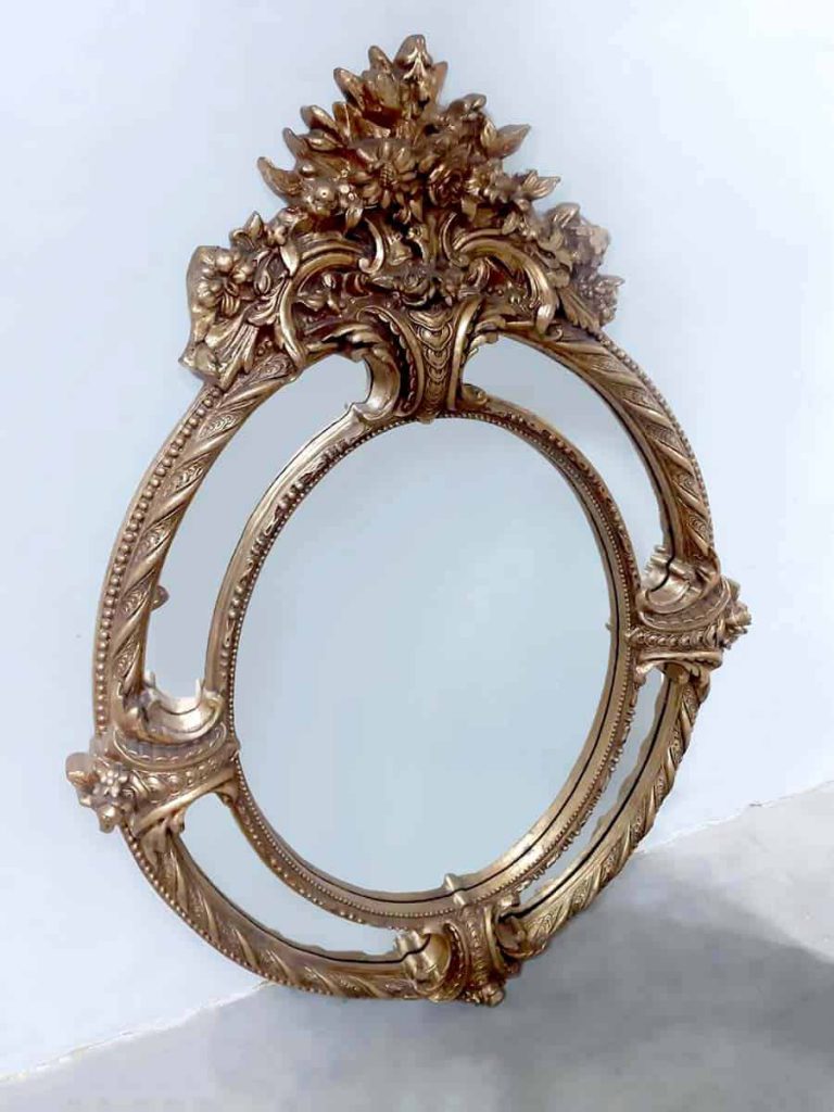 Antique French giltwood mirror Baroque kuif spiegel XL