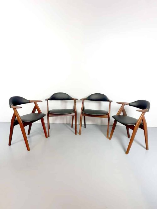 Midcentury vintage Dutch design koehoorn stoelen cowhorn chairs