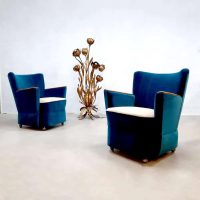 Midcentury design armchairs cocktail club 'ocean blue'