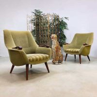 Vintage Danish design armchairs lounge fauteuils teddy green Vintage Dutch design easy chair arm chairs lounge fauteuils