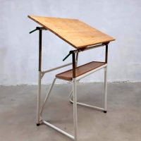 jaren 60 tekentafel industrieel bureau Industrial vintage drawing table school desk sixties