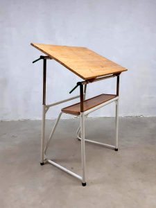 jaren 60 tekentafel industrieel bureau Industrial vintage drawing table school desk sixties