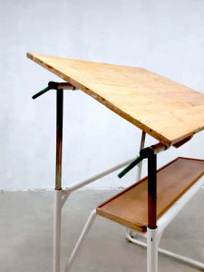 jaren 60 bureau buro industrieel Frans design Industrial desk drawing table