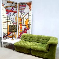 vintage design velvet green sofa modular sofa bank seating group