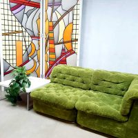 vintage design modular sofa seating group sofa bank green
