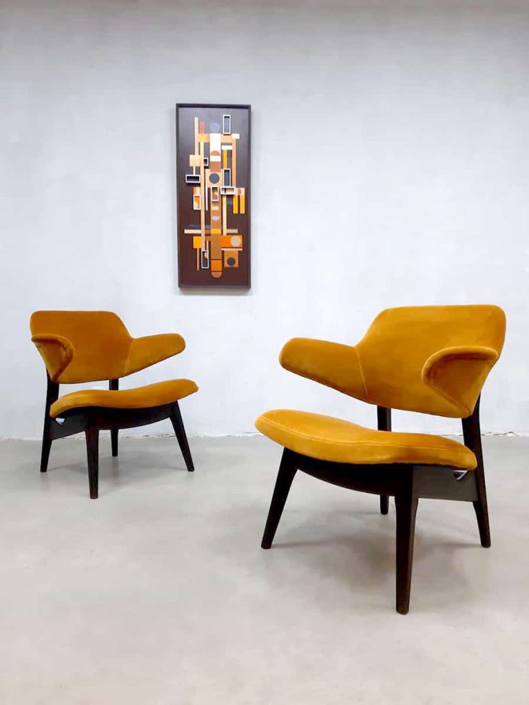 Vintage Dutch design lounge fauteuil armchair Webe Louis van Teeffelen