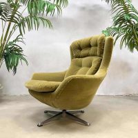 Vintage retro egg chair swivel wingback chair draaifauteuil kiwi green