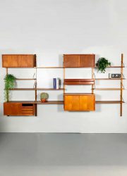 midcentury modern wall unit teak wood Poul Cadovius