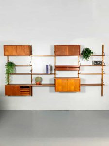 midcentury modern wall unit teak wood Poul Cadovius