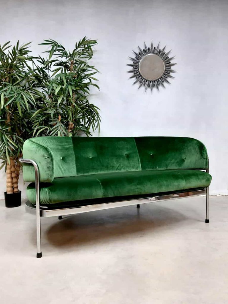 Vintage design chromen velvet sofa loveseat bank 'Minimalism'