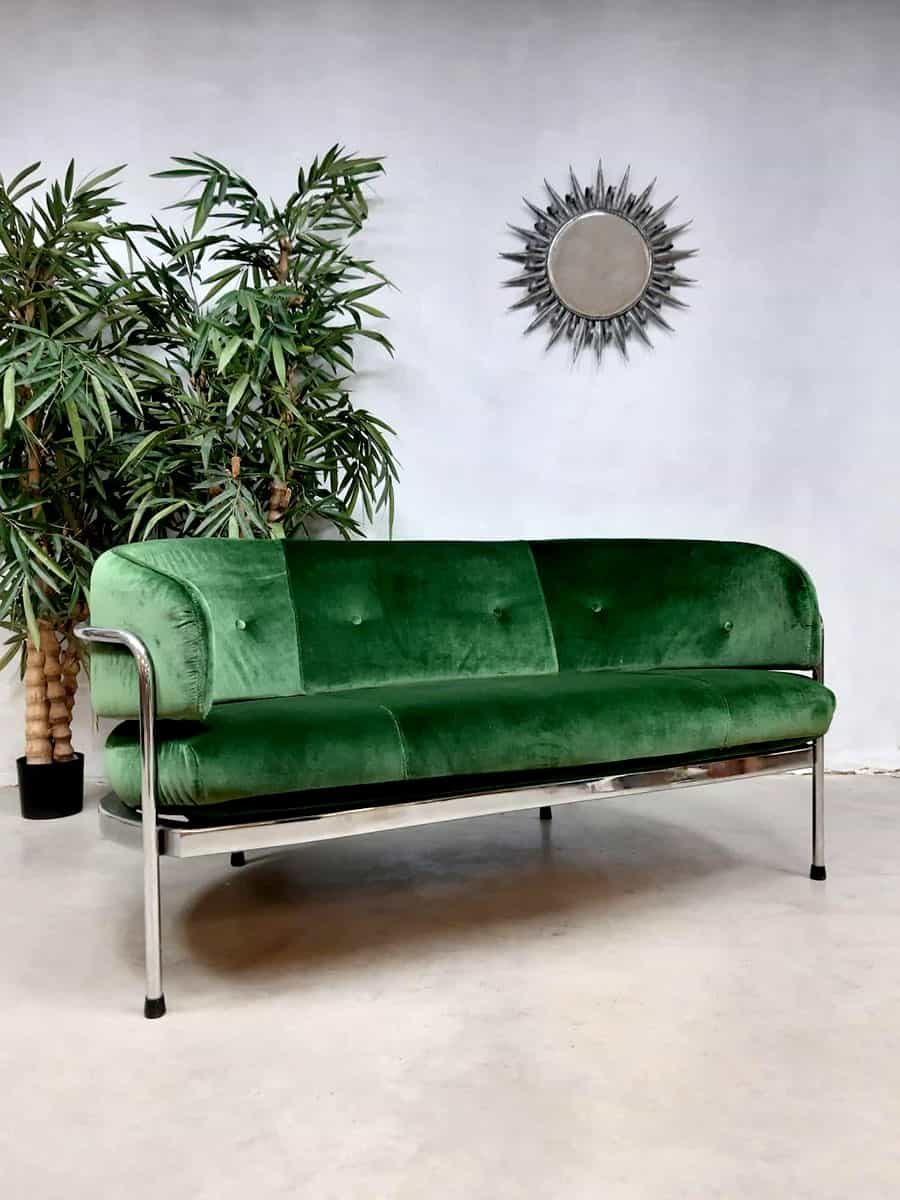 Vintage design chromen velvet sofa loveseat bank 'Minimalism' |