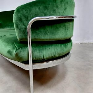 vintage design green velvet sofa loft lounge bank industrieel design