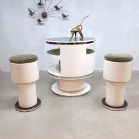 Space age vintage design cocktail bar & krukken stools Nebu, Joe Colombo style