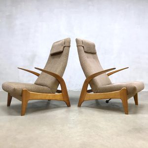 Vintage design 'Rock 'n Rest' lounge chair recliner lounge fauteuil Gimson & Slater rocking chair schommelstoel