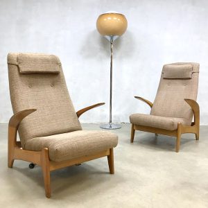 Vintage design armchairs Gimson Slater lounge fauetuils schommelstoel