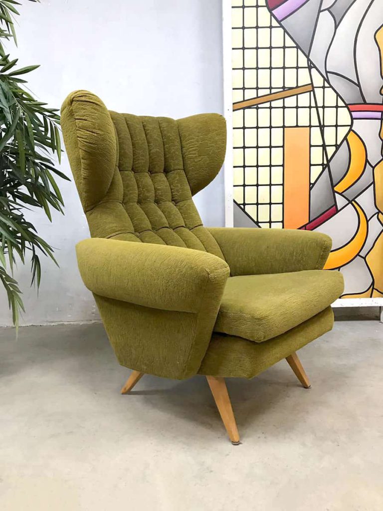 Vintage Scandinavian design wingback chair oorfauteuil