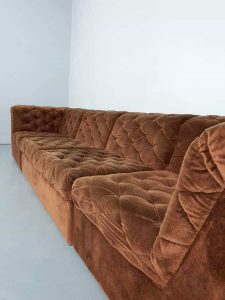 vintage design brown sofa velvet modular elementen bank