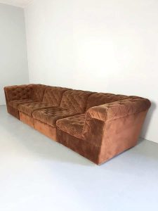 vintage sofa modular seating group bank bruin