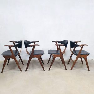 vintage Dutch design eetkamerstoelen cowhorn chairs