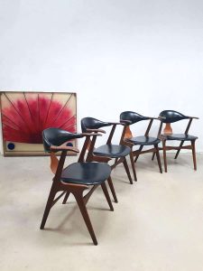 vintage dutch design cowhorn chairs eetkamerstoelen AWA Louis van Teeffelen