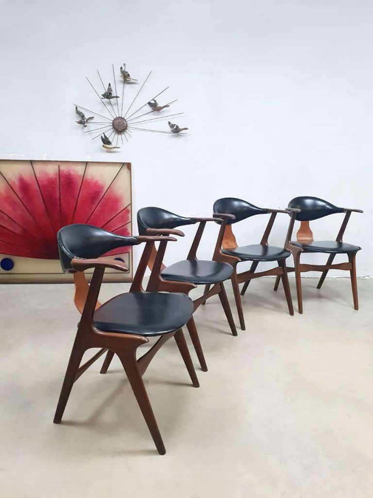 Midcentury design cowhorn chairs koehoornstoelen Louis van Teeffelen