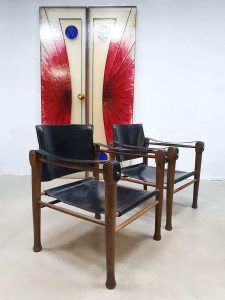 vintage design safari chairs stoelen 1960 sixties leather
