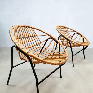 midcentury rattan chairs Rohe Noordwolde Dutch design stoelen