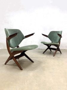 Vintage Dutch design 'Pelican' armchair fauteuil Webe Louis van Teeffelen schaarpoot