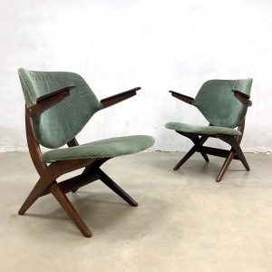 Vintage Dutch design 'Pelican' armchair fauteuil Webe Louis van Teeffelen schaarpoot
