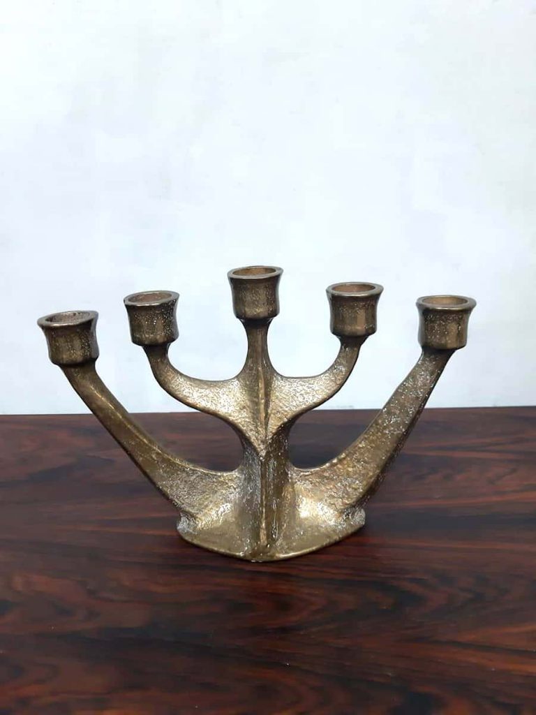 brass brutalis midcentury vintage design candle holder kandelaar brutlisme