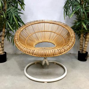 midcentury design swivel chair rattan botanical bamboo Dirk jan rol