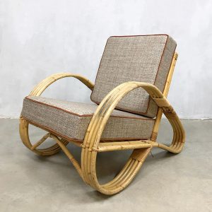 Vintage design rattan armchair lounge fauteuil rotan stoel Paul Frankl style
