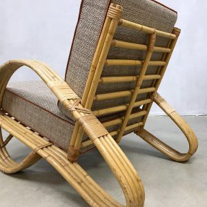 vintage design lounge stoel bamboe rotan Paul Frankl stijl armchair