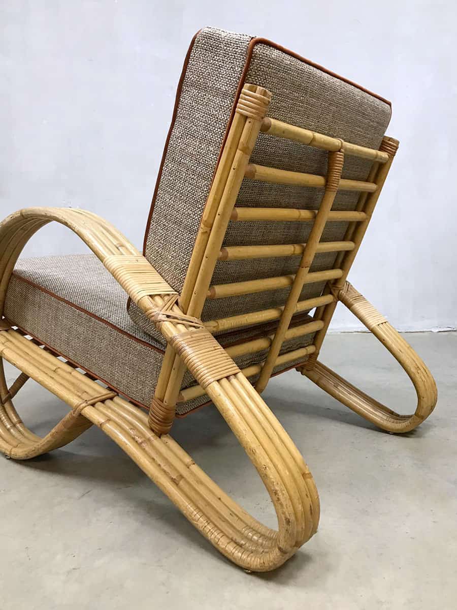 los van Hoogland Daarom Vintage design rattan armchair lounge fauteuil rotan stoel Paul Frankl  style | Bestwelhip